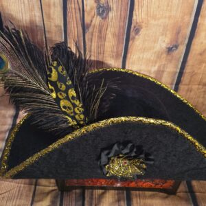 Black & Gold Sea Musketeer Pirate Hat